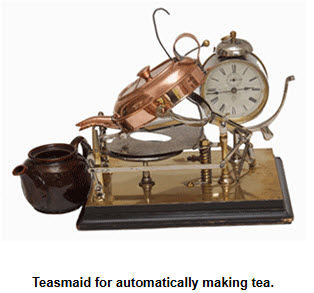 Automatic tea-making machine with clock and teapot